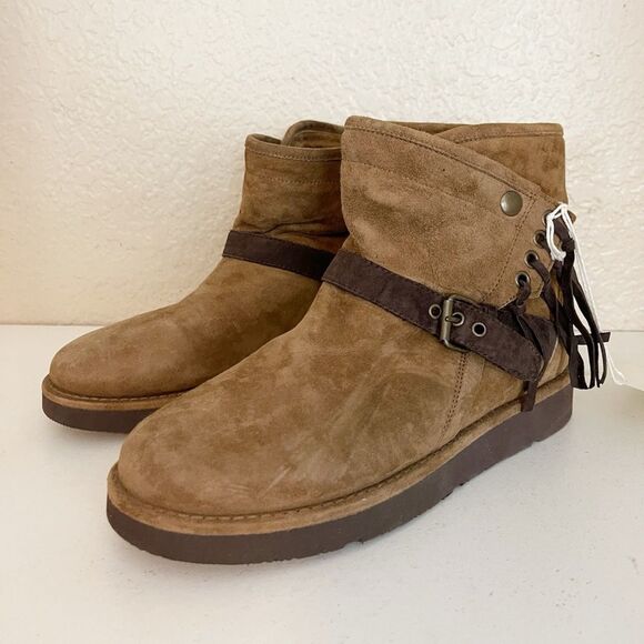 UGG Karisa tassel 1009251 luxe collection brown suede boots with fringe size 7 - Picture 6 of 16